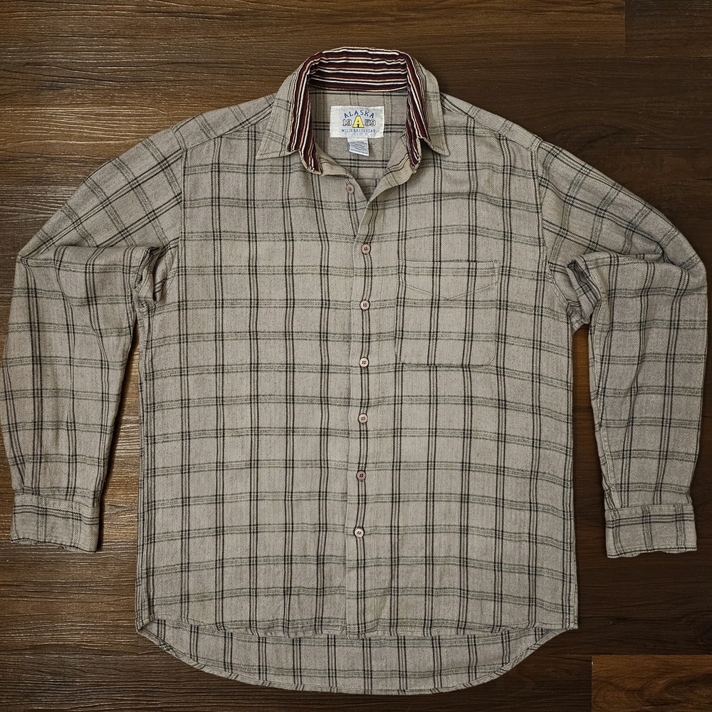 Alaska Wilderness Gear 1959 Gray Thick Cotton Rugged Outdoor Flannel Size L